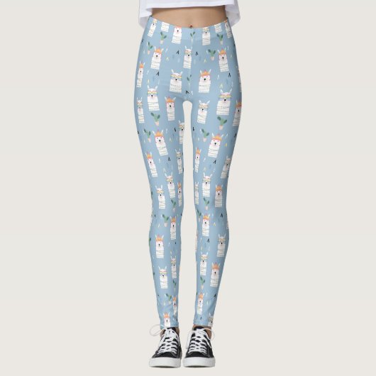 Regenboogzonnebrillen Llama Pattern Leggings (Voorkant)