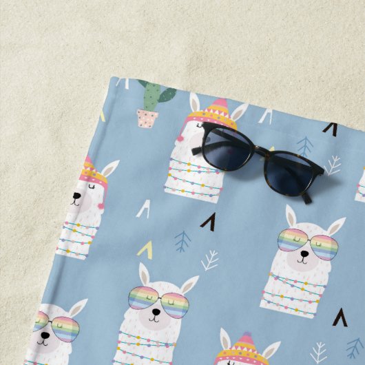 Regenboogzonnebrillen Llama Pattern Strandlaken (In situ)