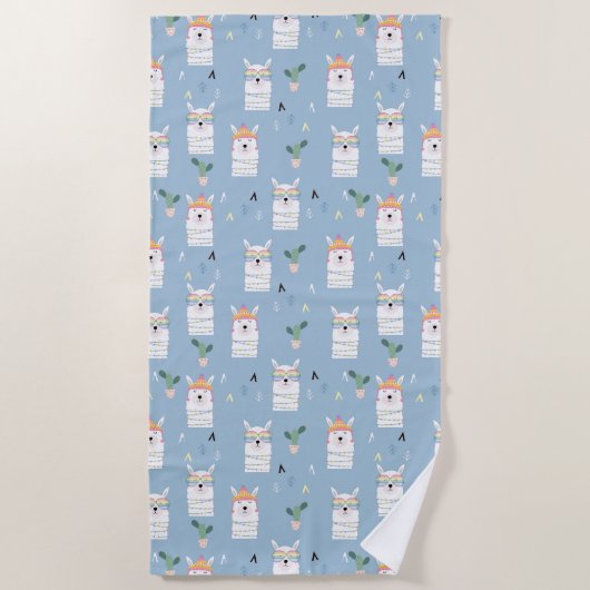 Regenboogzonnebrillen Llama Pattern Strandlaken (Voorkant)