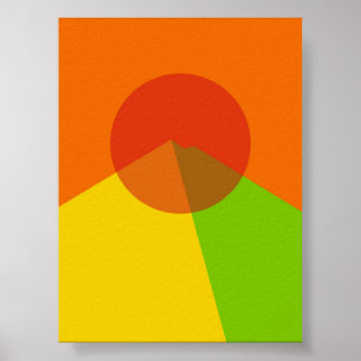 Regenboogzonsondergang boven het Abstracte Bergen  Poster