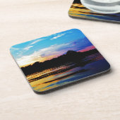 Regenboogzonsonderstel op bergmeer bier onderzetter (Linkerzijde)