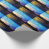 Regenboogzonsonderstel op bergmeer cadeaupapier (Hoek)