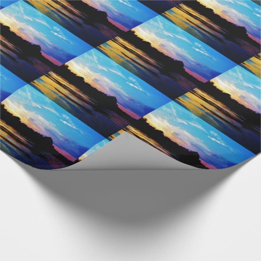 Regenboogzonsonderstel op bergmeer cadeaupapier (Hoek)