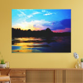 Regenboogzonsonderstel op bergmeer canvas afdruk (Insitu (Woonkamer))