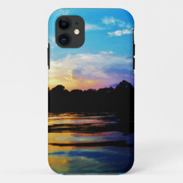 Regenboogzonsonderstel op bergmeer Case-Mate iPhone case