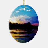 Regenboogzonsonderstel op bergmeer keramisch ornament (Rechts)