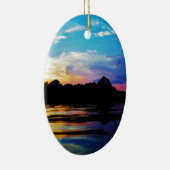 Regenboogzonsonderstel op bergmeer keramisch ornament (Rechts)