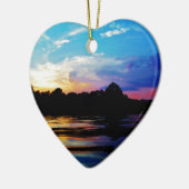 Regenboogzonsonderstel op bergmeer keramisch ornament (Links)