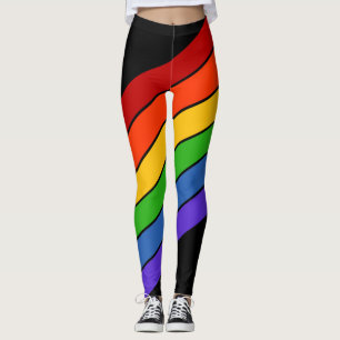 Regenboogzwart diagonaal gestreept leggings