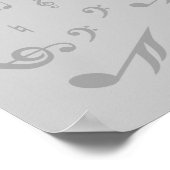Regenboogzwarte en grijze Muzieknoten Poster (Hoek)