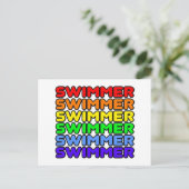 regenboogzwemmer briefkaart (Staand voorkant)