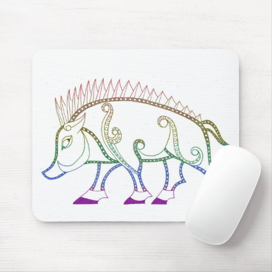 regenboogzwijn muismat (Met muis)