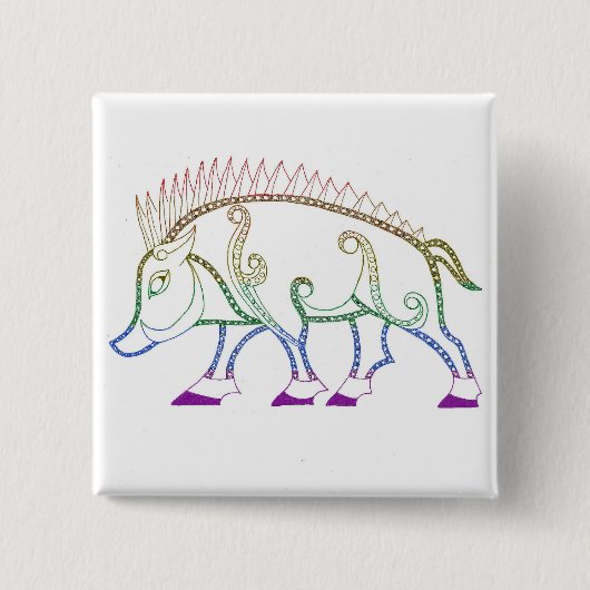 regenboogzwijn vierkante button 5,1 cm (Voorkant)
