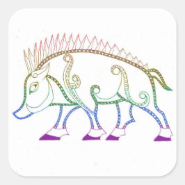 regenboogzwijn vierkante sticker