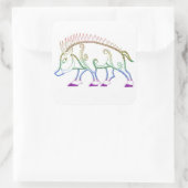 regenboogzwijn vierkante sticker (Tas)