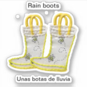 Regenboots/Unas botas de lluvia Sticker (Voorkant)