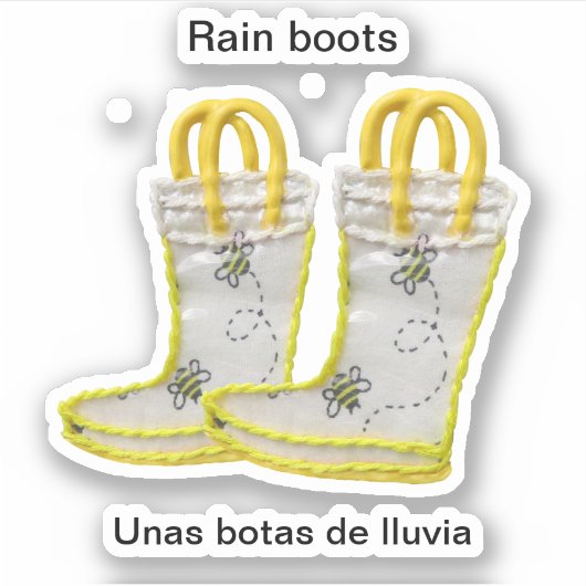 Regenboots/Unas botas de lluvia Sticker (Voorkant)