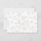 Regency Beige Floral Meal Choice Wedding RSVP Kaartje (Achterkant)
