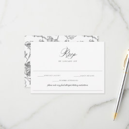 Regency Black Allergy Diet Restricding Wedding RSVP Kaartje