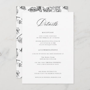 Regency Black Wedding Details Informatiekaartje