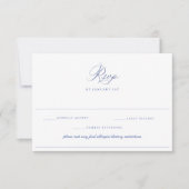 Regency Blauw Bruiloft Voedsel Allergie Dieet RSVP Kaart (Voorkant)