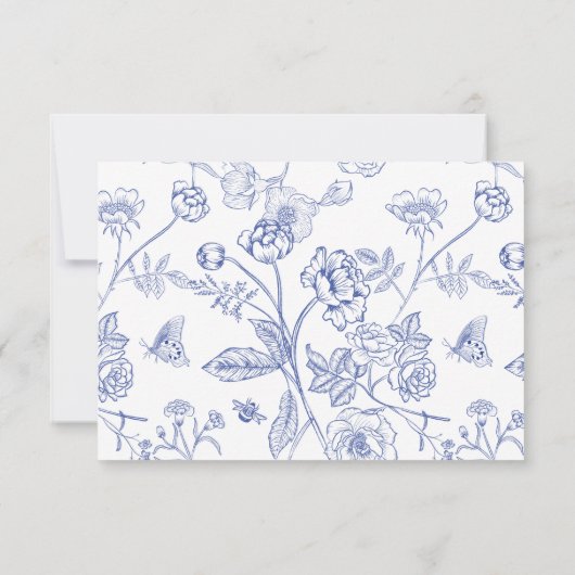 Regency Blauw Bruiloft Voedsel Allergie Dieet RSVP Kaart (Achterkant)