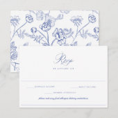 Regency Blauw Bruiloft Voedsel Allergie Dieet RSVP Kaart (Voorkant / Achterkant)