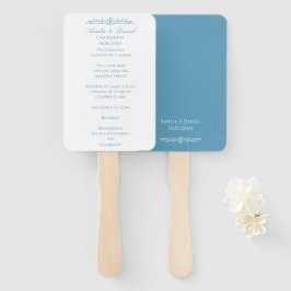 Regency Blauw & Wit Huwelijksceremonieprogramma Handwaaier
