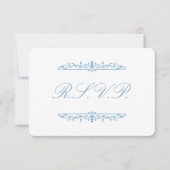 Regency Blauw & Witte RSVP Kaartje (Voorkant)