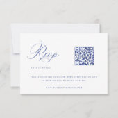 Regency Blue Chinoiserie Huwelijk QR Code RSVP Kaartje (Voorkant)