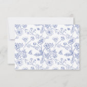 Regency Blue Chinoiserie Huwelijk QR Code RSVP Kaartje (Achterkant)