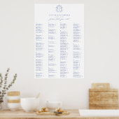 Regency Blue Crest Alfabetisch zitplan Poster (Keuken)