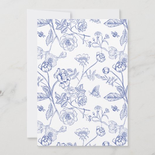 Regency Blue Crest Monogram Wedding Kaart (Achterkant)