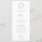 Regency Blue Crest Monogram Wedding Menu (Voorkant)