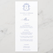 Regency Blue Crest Monogram Wedding Menu (Voorkant)