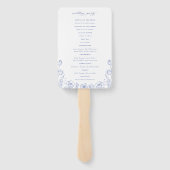 Regency Blue Crest Monogram Wedding Programme Handwaaier (Achterkant)