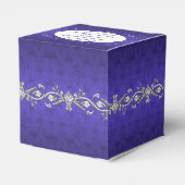 Regency Blue Damask Custom Wedding Favor Gift Box Bedankdoosjes (Achterkant)