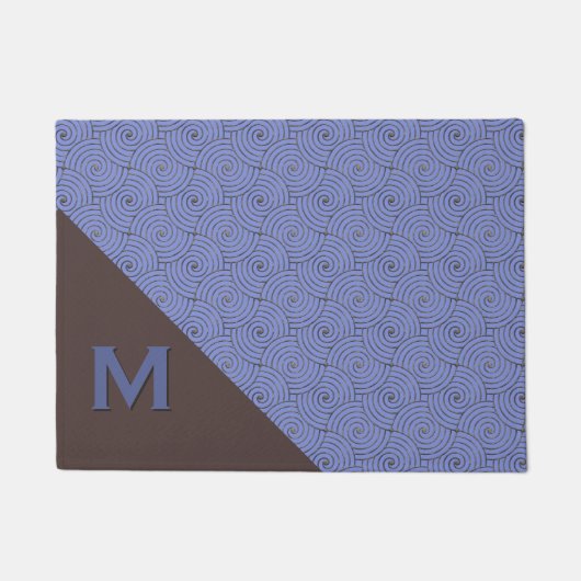 Regency Blue en Brown Monogrammed Deuren Mat (Voorkant)