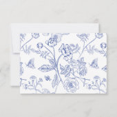 Regency Blue Floral Bruiloft Accommodaties Kaart (Achterkant)