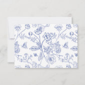 Regency Blue Floral Meal Choice Wedding RSVP Kaart (Achterkant)