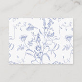 Regency Blue Floral Wedding Accommodations Informatiekaartje (Achterkant)