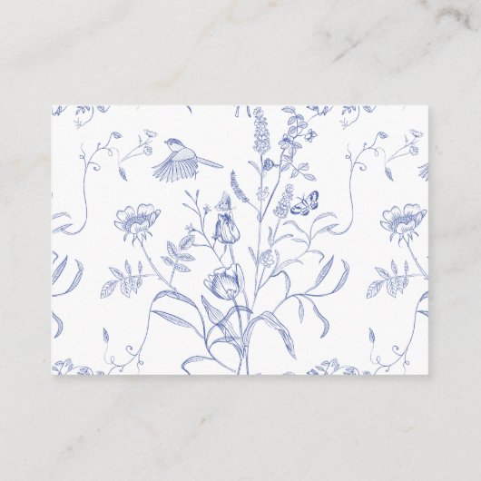Regency Blue Floral Wedding Accommodations Informatiekaartje (Achterkant)