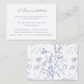 Regency Blue Floral Wedding Accommodations Informatiekaartje (Voorkant / Achterkant)