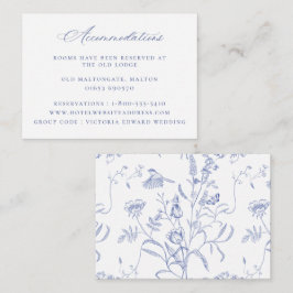 Regency Blue Floral Wedding Accommodations Informatiekaartje