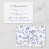 Regency Blue Floral Wedding Accommodations Informatiekaartje (Voorkant / Achterkant)