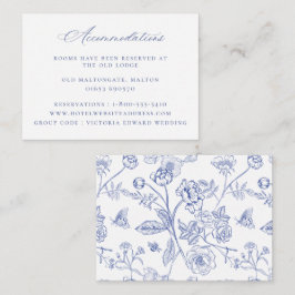 Regency Blue Floral Wedding Accommodations Informatiekaartje