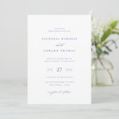 Regency Blue Floral Wedding Invitation Kaart (Staand voorkant)