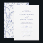Regency Blue Floral Wedding Invitation Kaart<br><div class="desc">Regency Blue Floral,  huwelijksuitnodiging. Kenmerken,  een elegante blauwe typografische ontwerpstijlmix van script en vet type. Een tuintuin van de soort Chinoiserie.</div>