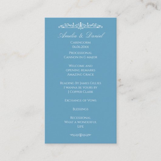 Regency Blue Huwelijksceremonie Programma (Voorkant)