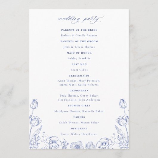 Regency Blue Monogram Crest Wedding Programmakaart (Achterkant)